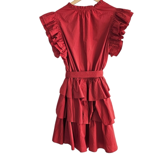 Ulla Johnson Hornoria Mini Dress Ruffle Red Cotton Size 8 - Picture 4 of 8